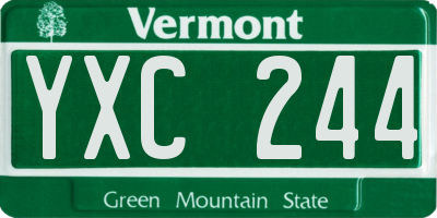 VT license plate YXC244