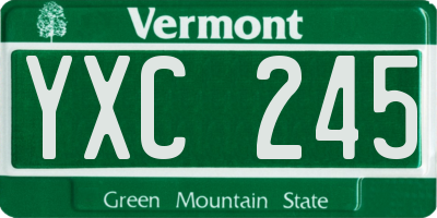 VT license plate YXC245