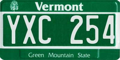 VT license plate YXC254