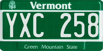 VT license plate YXC258