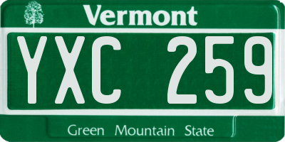 VT license plate YXC259