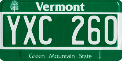 VT license plate YXC260