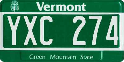 VT license plate YXC274