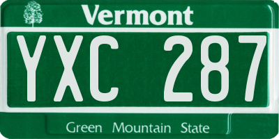 VT license plate YXC287