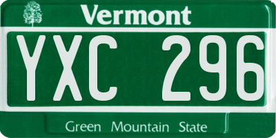 VT license plate YXC296