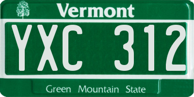 VT license plate YXC312