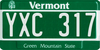 VT license plate YXC317