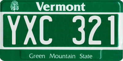VT license plate YXC321