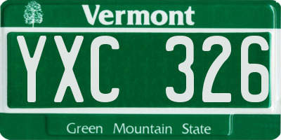 VT license plate YXC326
