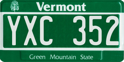 VT license plate YXC352