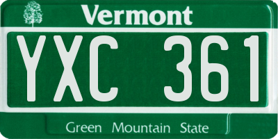 VT license plate YXC361