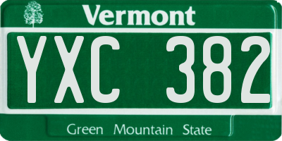 VT license plate YXC382
