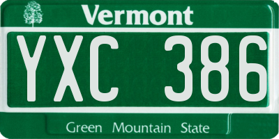 VT license plate YXC386