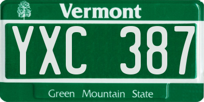VT license plate YXC387