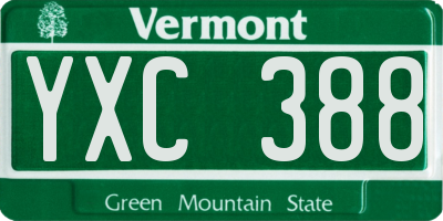 VT license plate YXC388