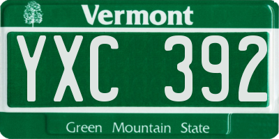VT license plate YXC392