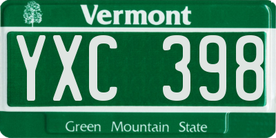 VT license plate YXC398