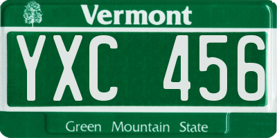 VT license plate YXC456