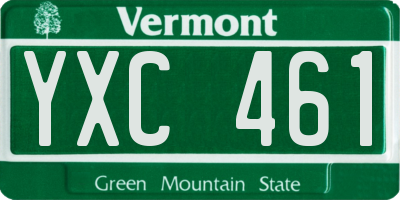VT license plate YXC461