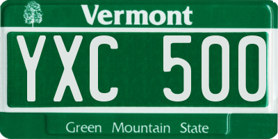 VT license plate YXC500