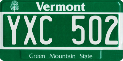 VT license plate YXC502