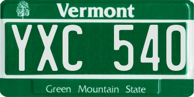 VT license plate YXC540