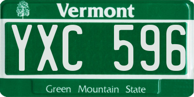 VT license plate YXC596