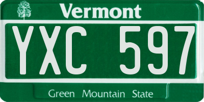 VT license plate YXC597