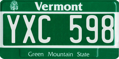 VT license plate YXC598