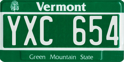 VT license plate YXC654