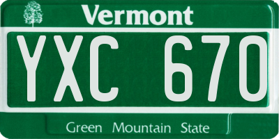 VT license plate YXC670