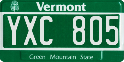 VT license plate YXC805