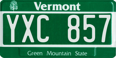 VT license plate YXC857