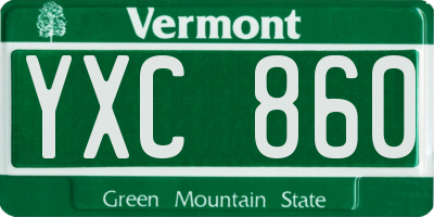 VT license plate YXC860
