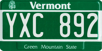 VT license plate YXC892
