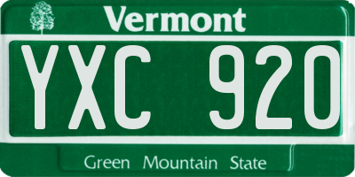 VT license plate YXC920