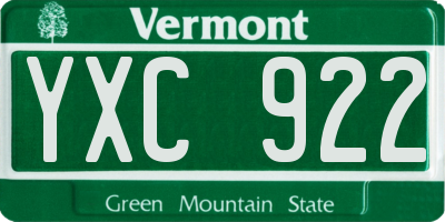 VT license plate YXC922