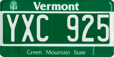 VT license plate YXC925