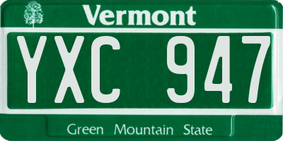 VT license plate YXC947
