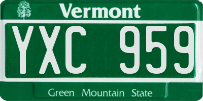 VT license plate YXC959