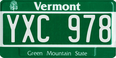 VT license plate YXC978