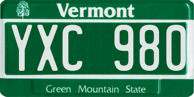 VT license plate YXC980