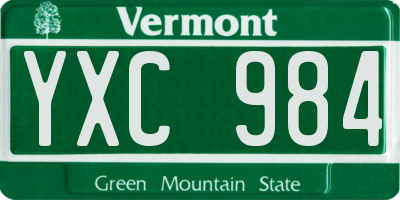 VT license plate YXC984