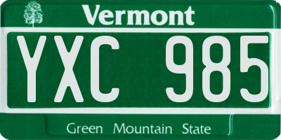 VT license plate YXC985