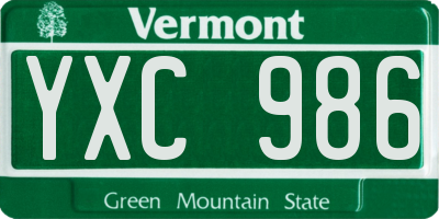VT license plate YXC986