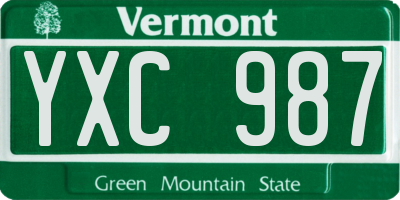 VT license plate YXC987