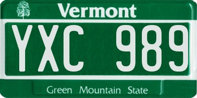 VT license plate YXC989