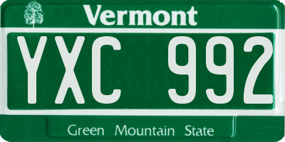 VT license plate YXC992