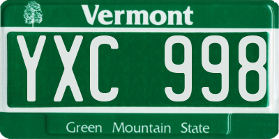 VT license plate YXC998