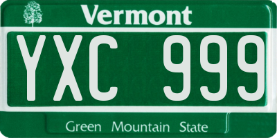 VT license plate YXC999